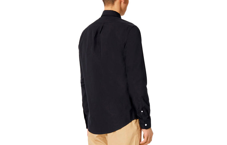Men's KENZO Embroidered Small Tiger Head Lapel Casual Long Sleeves Black Shirt F955CH4001LC-99