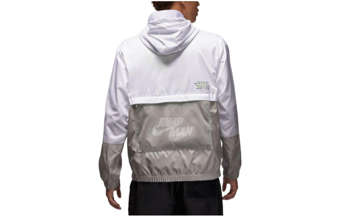 Men's Air Jordan MJ JMPMN STMT Printing Logo Zipper Hooded Jacket White DM1867-100