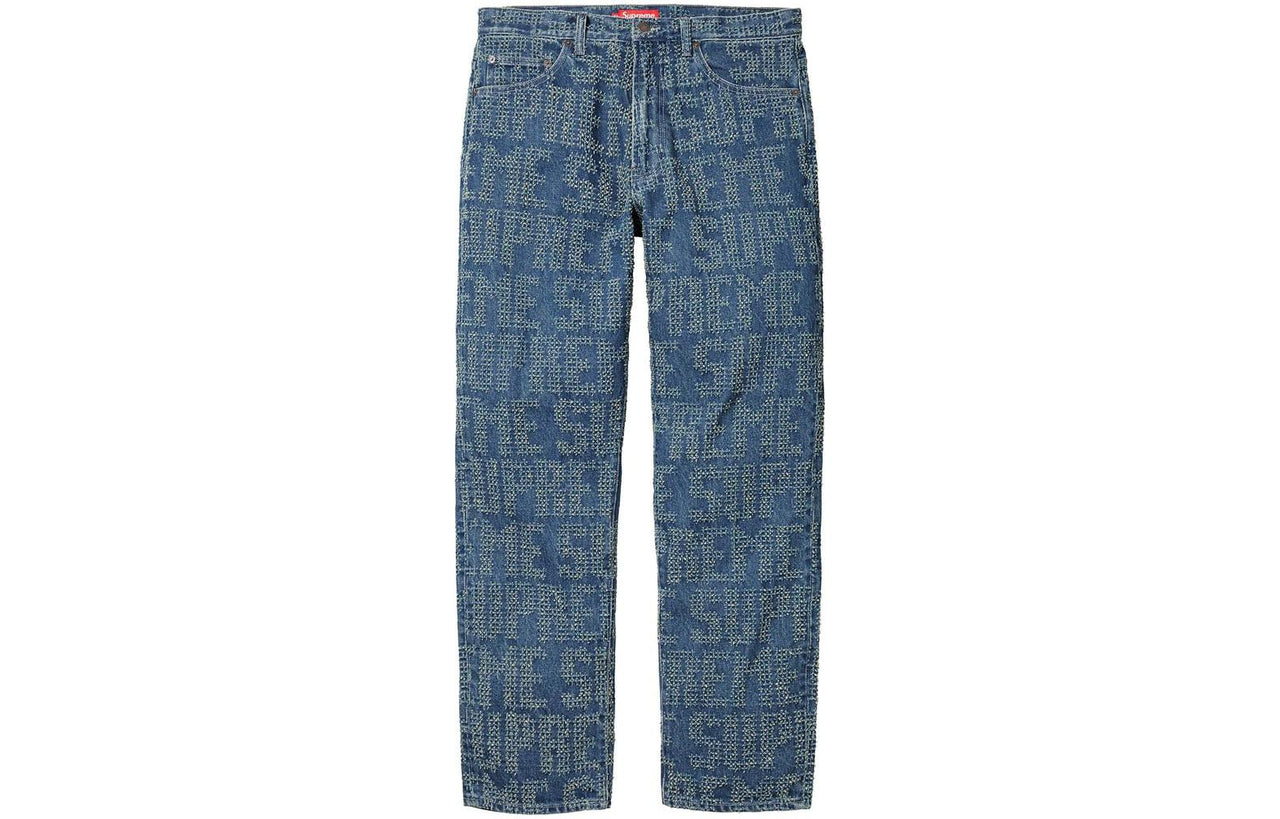 Supreme FW23 Week4 Needle Punch Regular Jean Pants 'Blue' SUP-FW23-079