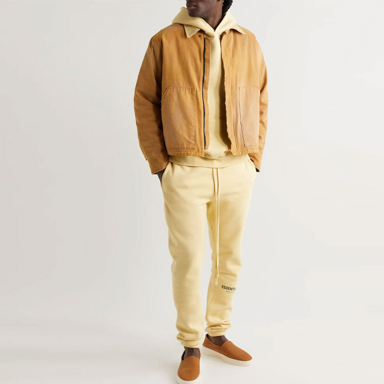 Fear of God Essentials SS22 Straight-Leg Logo-Print Cotton-Blend Jersey Sweatpants Cream FOG-SS22-003