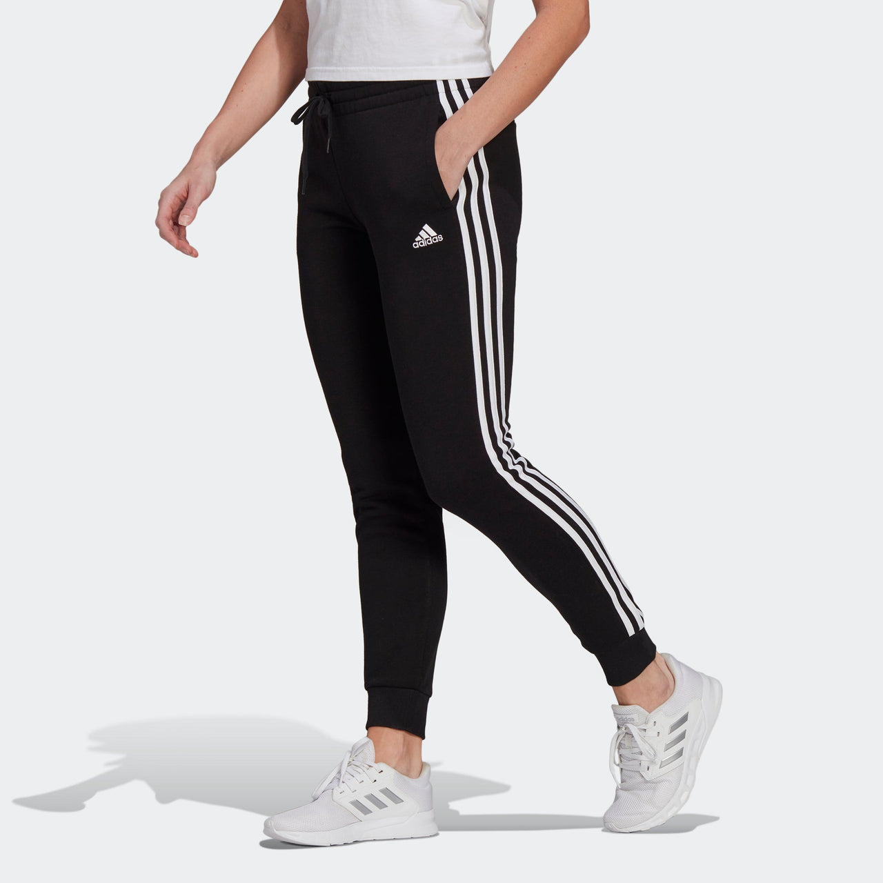 (WMNS) adidas Essentials Fleece 3-Stripes Pants Asia Sizing 'Black' GM5551