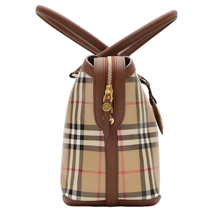 (WMNS) Burberry Small Check Zip Tote ‘Archive beige' 81290481