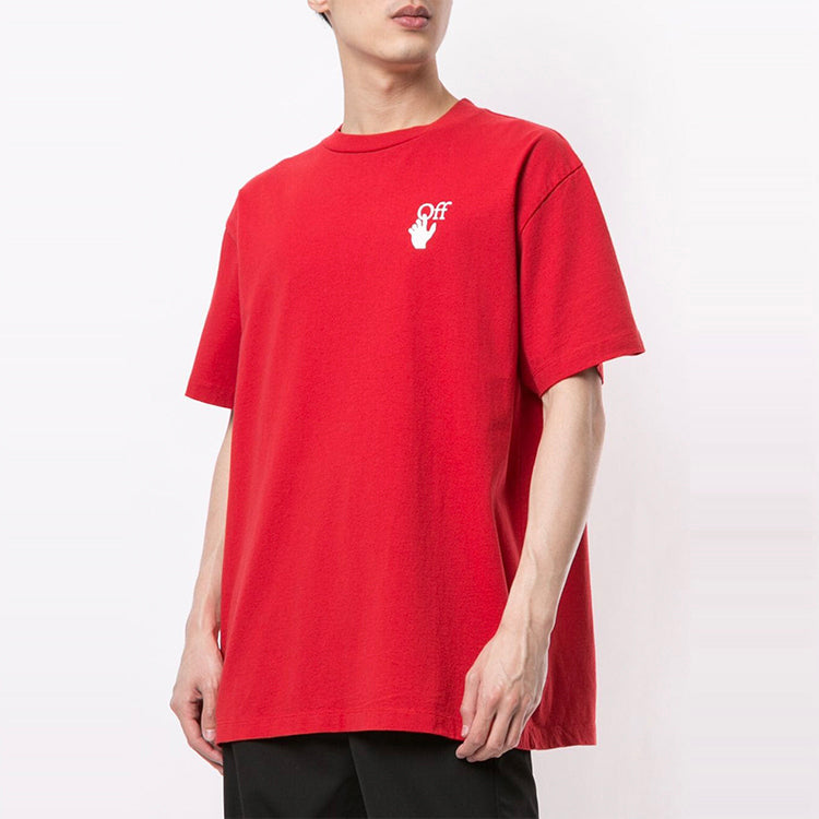 Off-White Logo Printing Round Neck Short Sleeve Red OMAA038F20FAB0082501