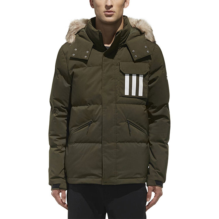 adidas originals hooded Sports Stay Warm Down Jacket Dark Green DT7918