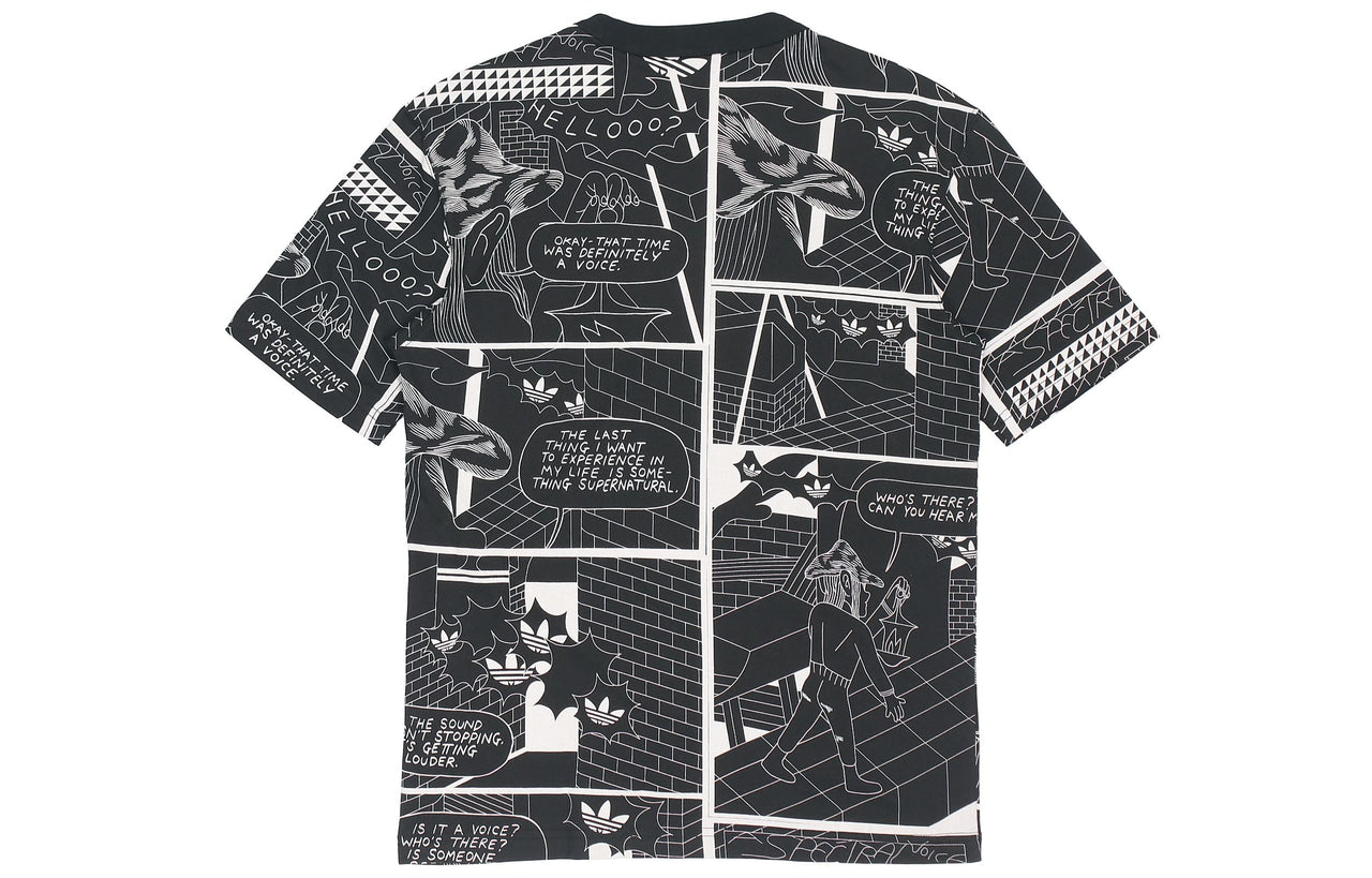 adidas originals Graphic Tee Printing Sports Round Neck Short Sleeve Black GN3346