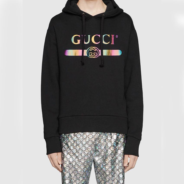 Gucci Cotton Logo Pullover Hooded Sweatshirt 'Black' 475374-XJAPA-1082