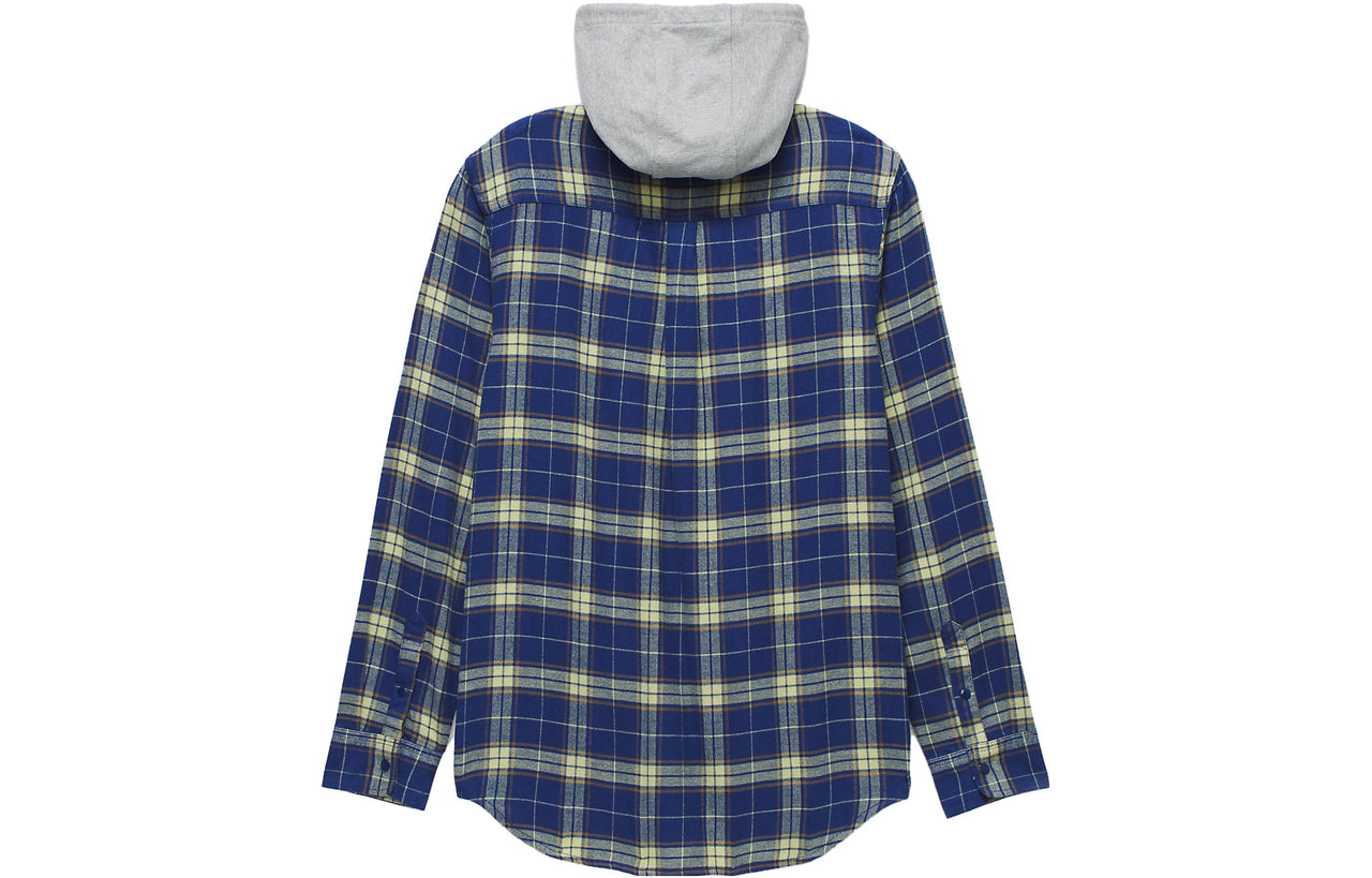 Vans Parkway Hooded Long Sleeve Flannel Shirt 'Blue Yellow' VN0A4RZBCM8