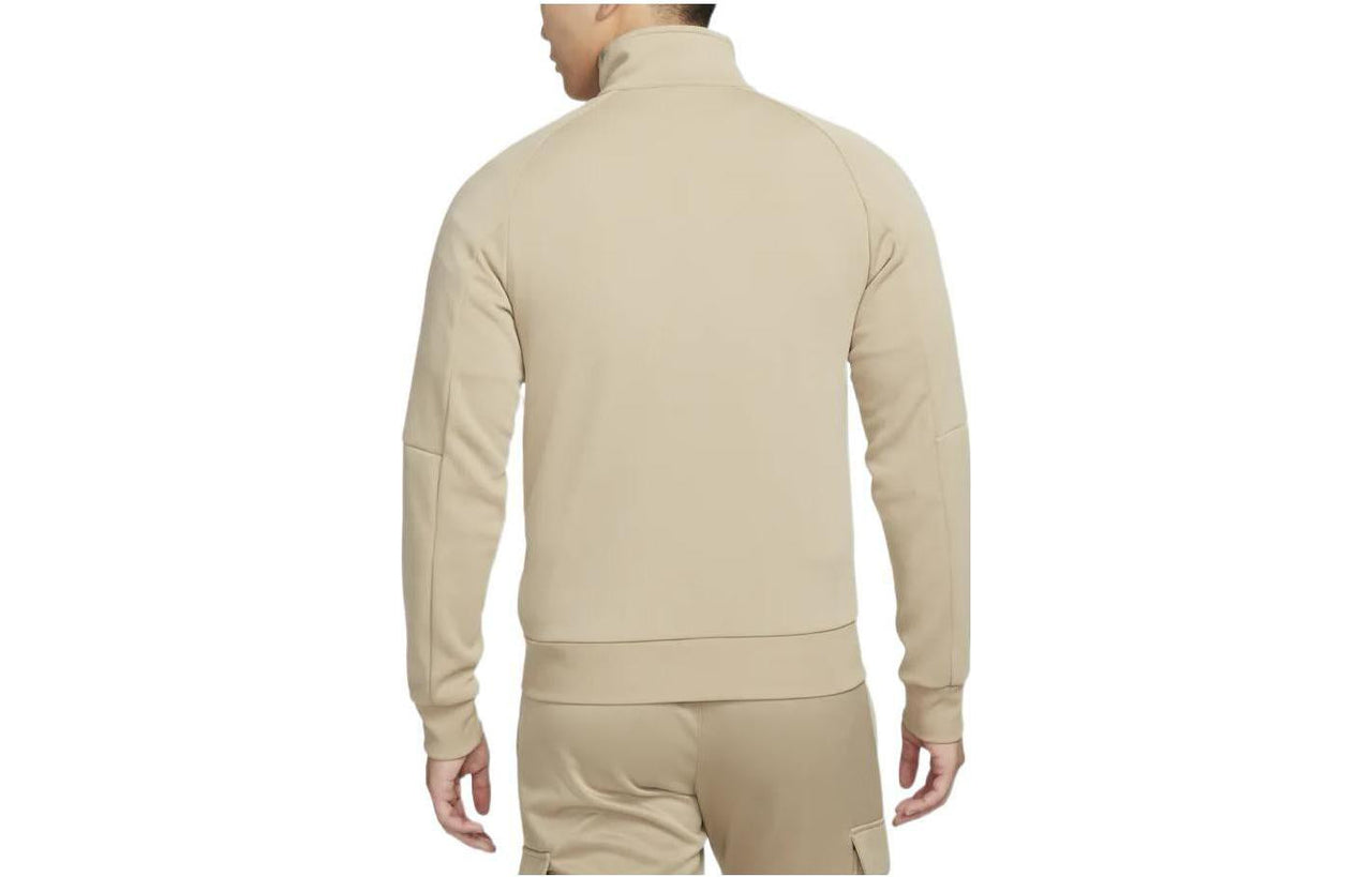 Men's Nike Solid Color Casual Micro Mark Printing Stand Collar Jacket Creamy White DA0004-247