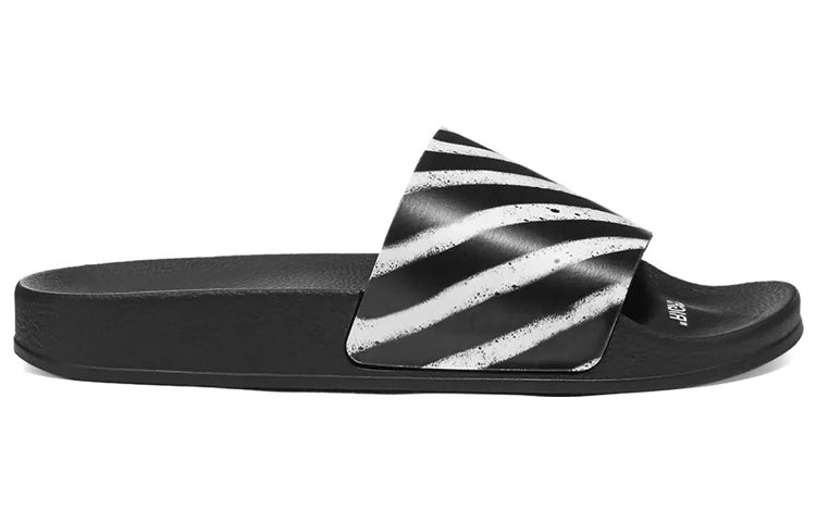 Off-White Sliders 'Spray Stripe - Black White' OMIC001R21MAT0041001