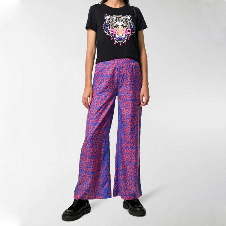 KENZO Tiger Head Printing Logo Cotton Short Sleeve Black F962TS7214YB99