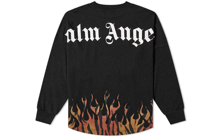 Men's PALM ANGELS Brown Angel Tiger Flame Long Sleeves Black PMAB001E20JER0011020