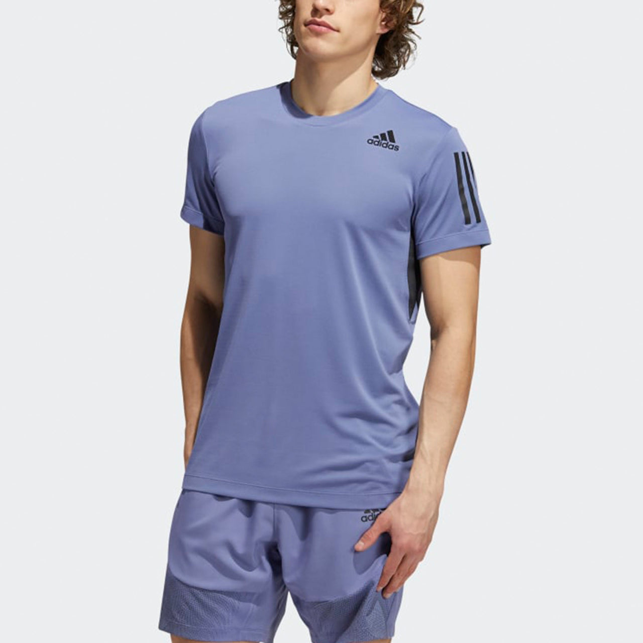 Men's adidas Heat.Rdy Training Sports Running Quick Dry Short Sleeve Light Purple T-Shirt GU0680