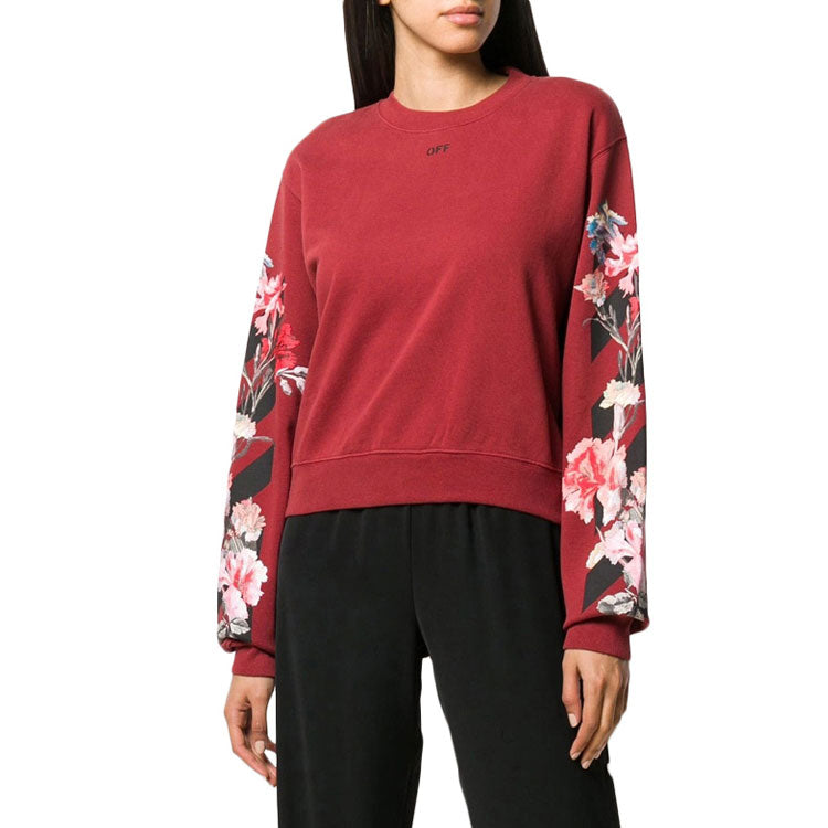 (WMNS) Off-White Flower Printed Sweater Burgundy OWBA026E190030662410