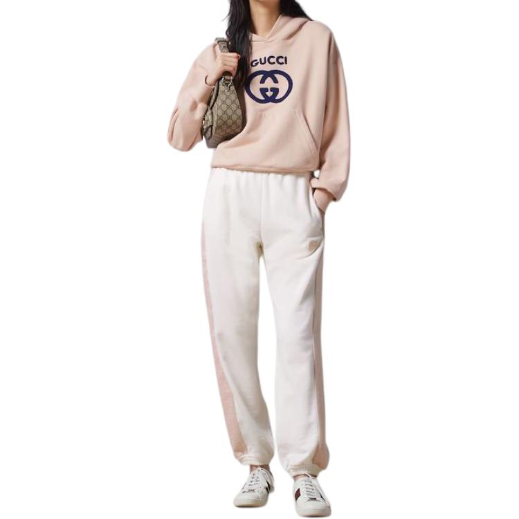 (WMNS) Gucci GG Felted Cotton Jersey Jogging Pants 'Off White Pink' 773746-XJF8U-9286