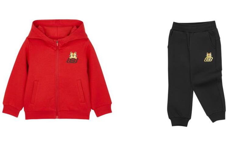 (GS) Skechers CNY Series Cartoon Letter Casual Suit 'Red Black' L122B023