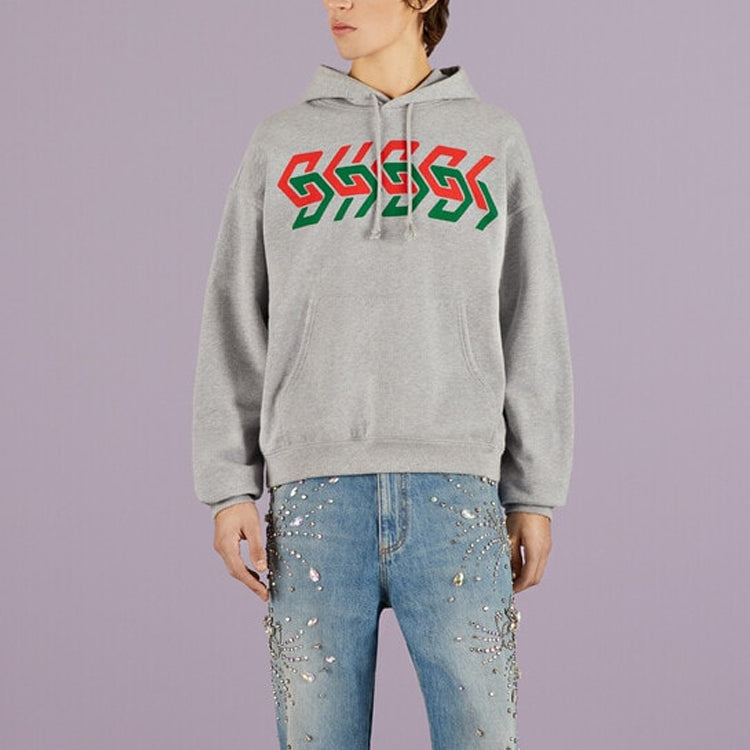 Gucci GUCCI Chain Print Hooded Sweatshirt 'Grey' 715911-XJEUM-1097