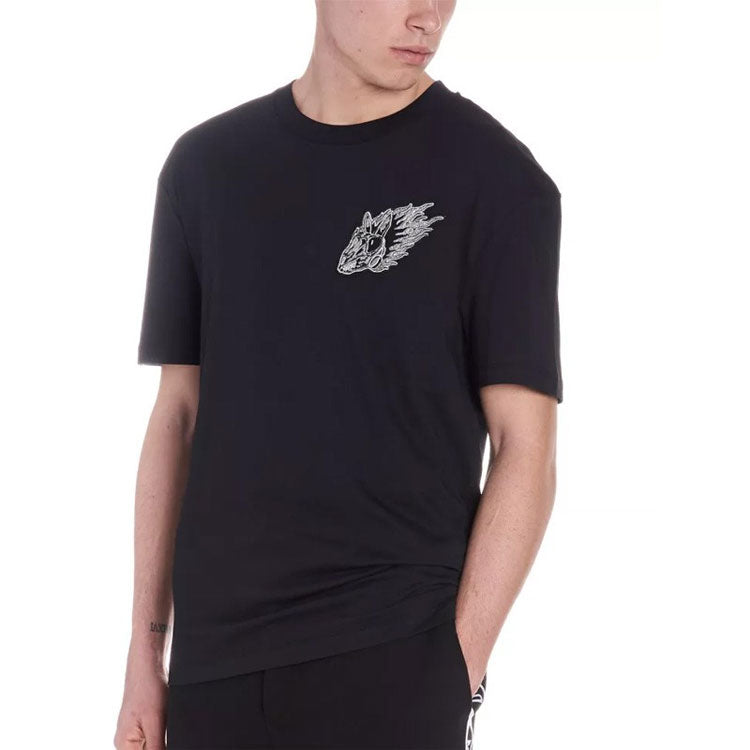 Men's McQ Alexander McQueen Cotton Embroidered Pattern Short Sleeve Black 291571-RMT59-1000