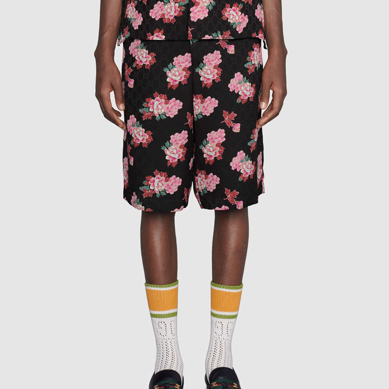 Gucci Peony Print Silk Shorts For Men Suit 624399-ZAEP6-1187