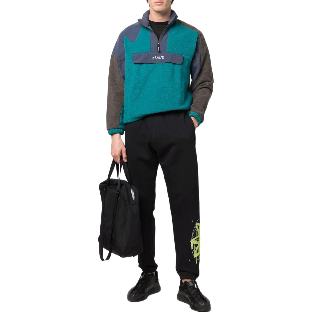 Men's adidas originals Pants Large Logo Printing Elastic Waistband Sports Pants/Trousers/Joggers Black HC7982