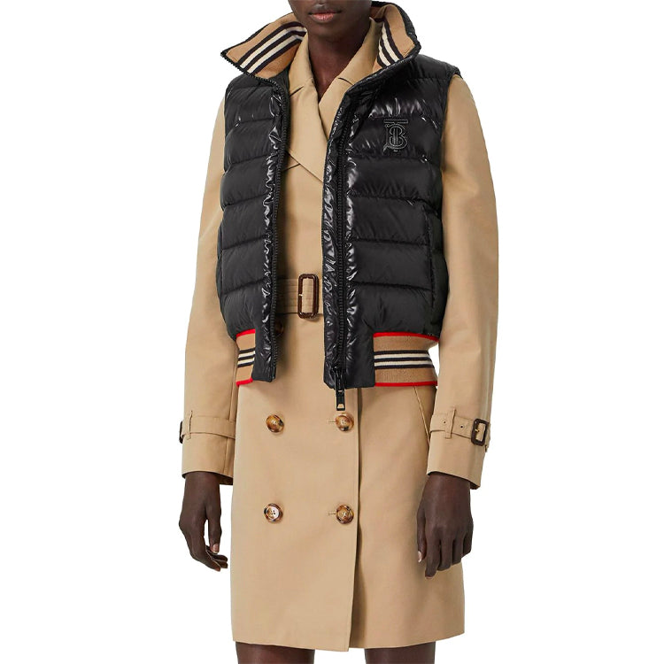 (WMNS) Burberry Short Stripes Nylon Logo Down Jacket 80172871