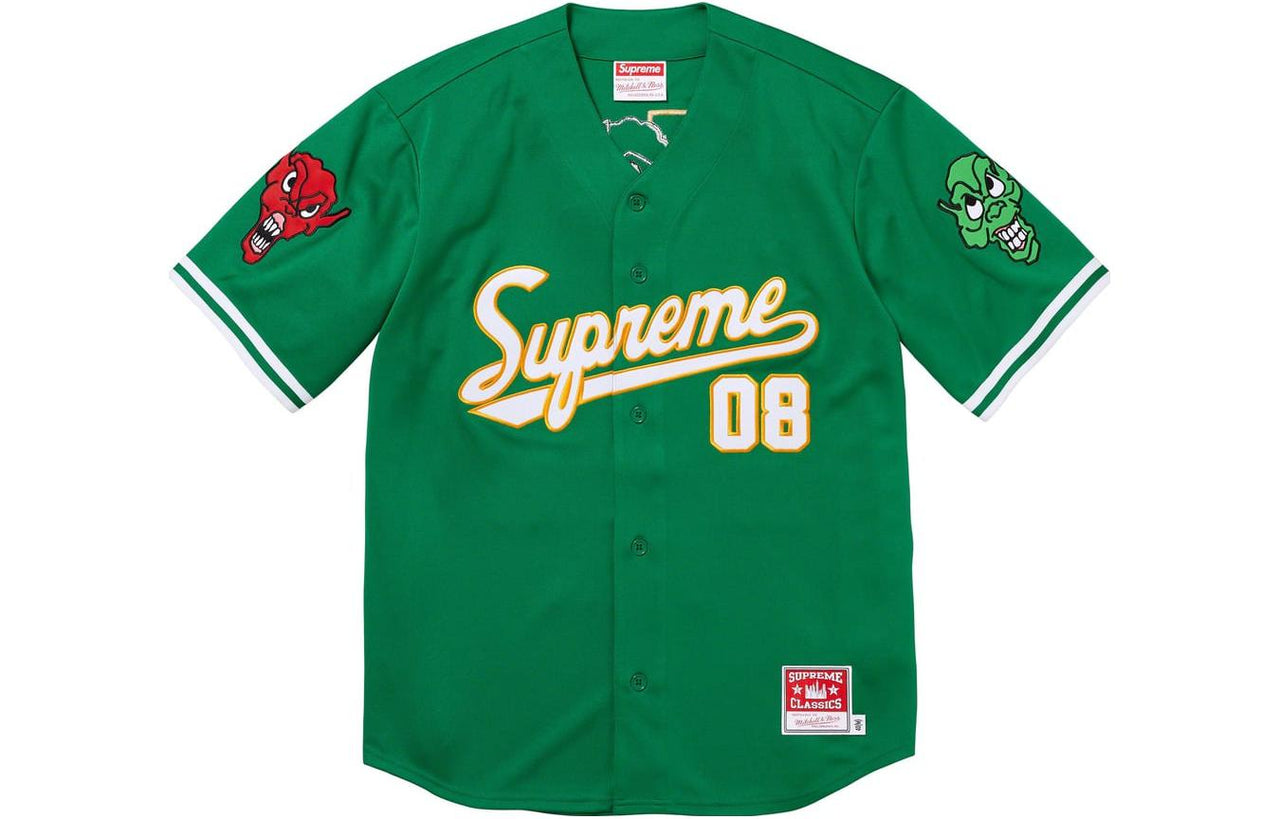 Supreme x Mitchell & Ness FW23 Week5 Downtown Hell Baseball Jersey 'Green' SUP-FW23-094