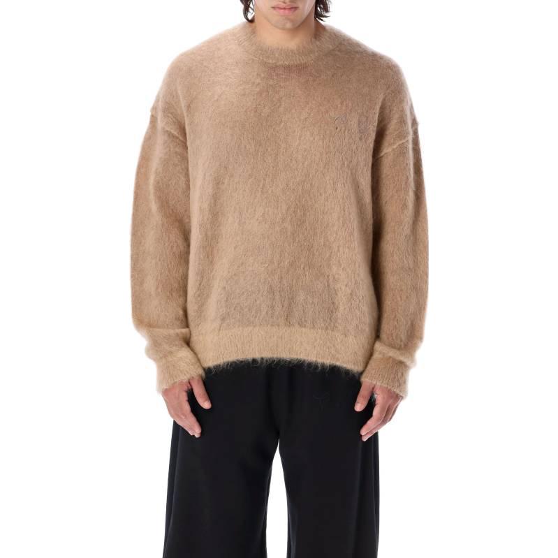 Men's Off-White FW22 Back Arrow Printing Round Neck Long Sleeves Pullover Wool Sweater Version Brown OMHE137F22KNI0016262
