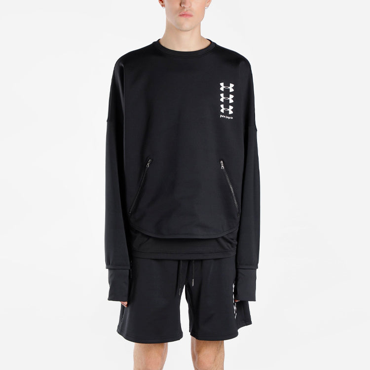 Men's PALM ANGELS Round Neck Logo Long Sleeves Pullover Black PMBA023S19591071-1001