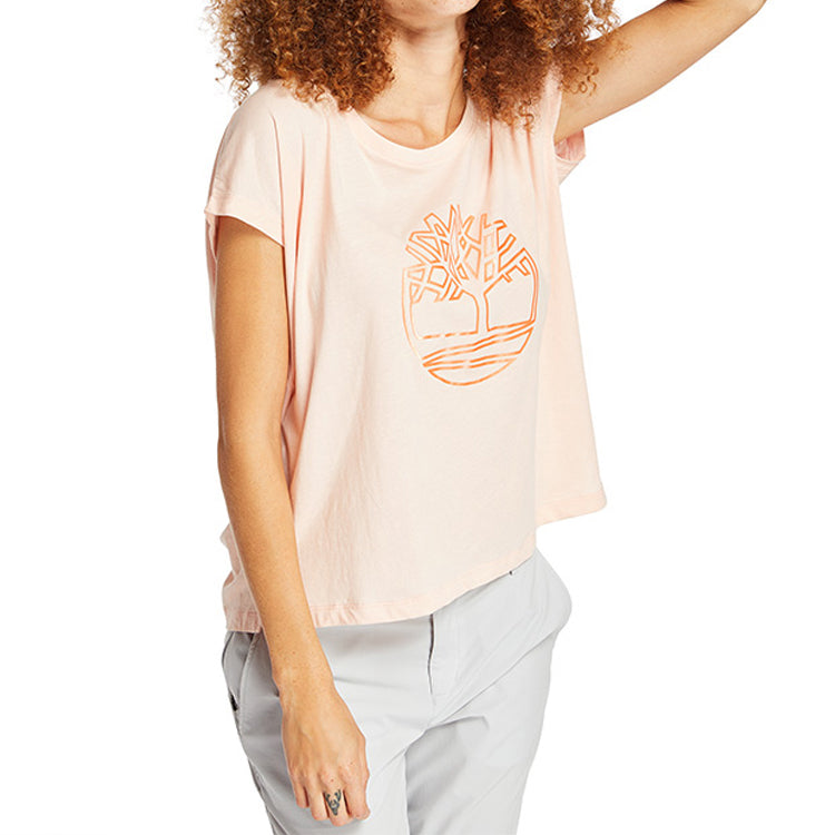 Timberland Logo Printing Short Sleeve Pink B5510N97