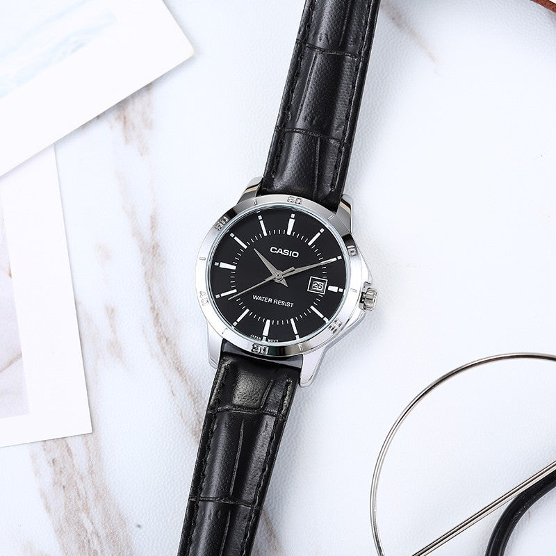 CASIO Couple Quartz Waterproof Unisex Mens Black Analog MTP-V004L-1A<P-V004L-1A
