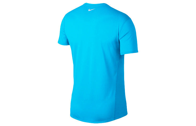 Nike Cool Mylar Breathable Running Quick Dry Short Sleeve Blue 892995-482