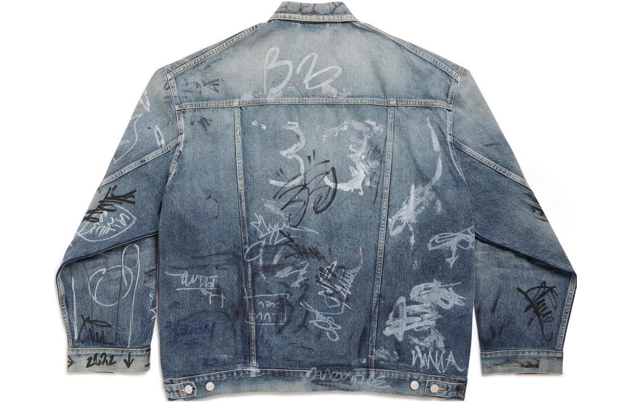 Balenciaga Graffiti Oversized Jacket 'Light Blue' 745048TNW014012