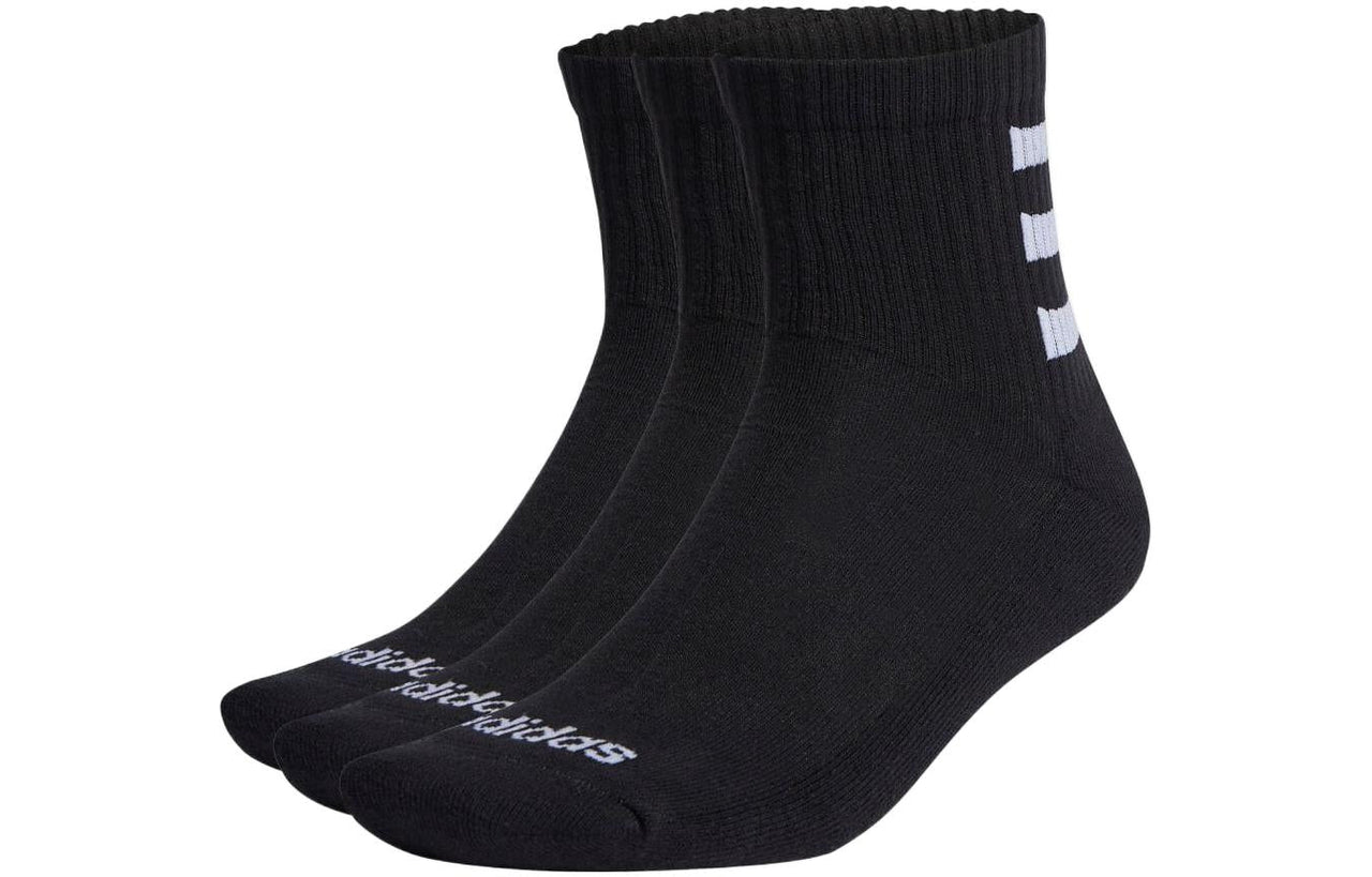 adidas Half-Cushioned 3-Stripes Quarter Socks 3 Pairs 'Black' HD2212