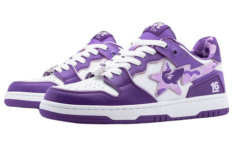 (WMNS) A BATHING APE Sk8 Leather Low 'Purple' 16 1J22-291-002-PURPLE