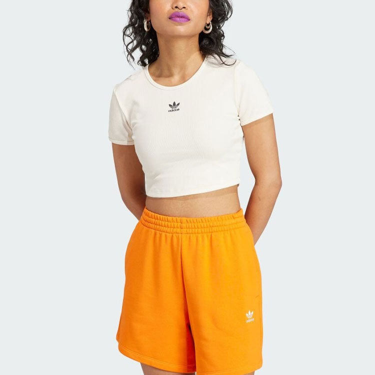 (WMNS) adidas originals Essentials Rib Tee 'White' IJ7804