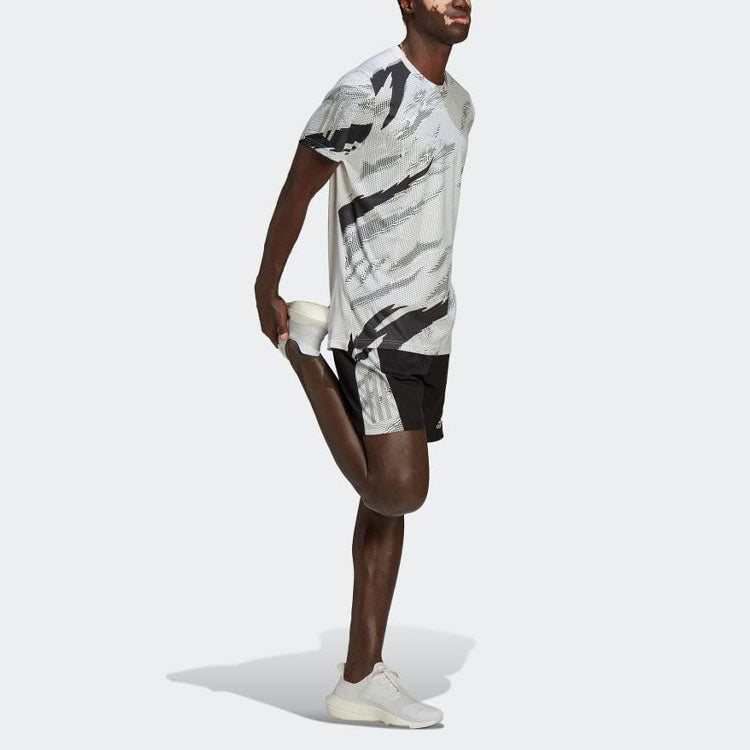 adidas Own The Run Tiger Camo Running Tee 'White Black' HC0418