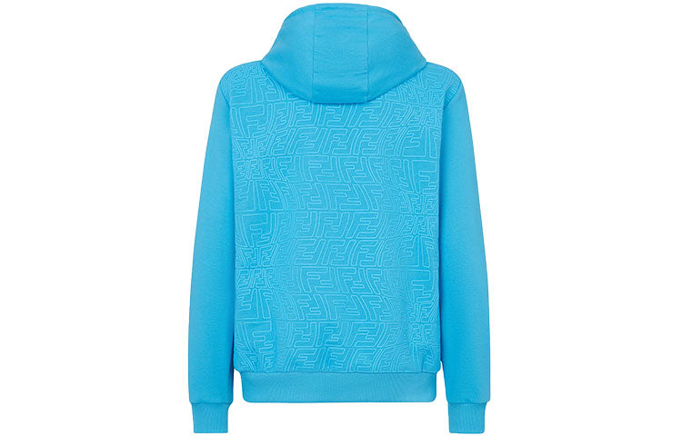 Men's FENDI FW21 Drawstring Hood Long Sleeves Knit Sports Light Blue FY1043AGACF1DO8
