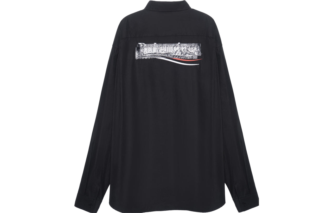 Balenciaga Gaffer Long Sleeve Shirt Large Fit 'Black' 719874TYB181000