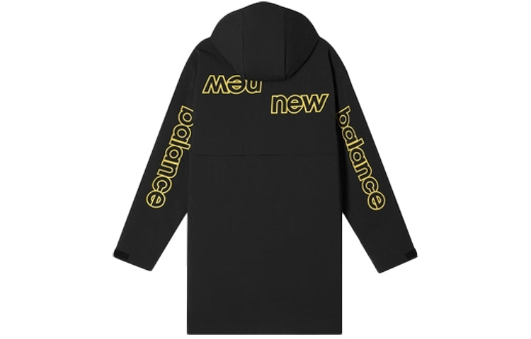 New Balance Casual Lifestyle Long Jacket Asia Sizing 'Black Yellow' AMJ11337-BK