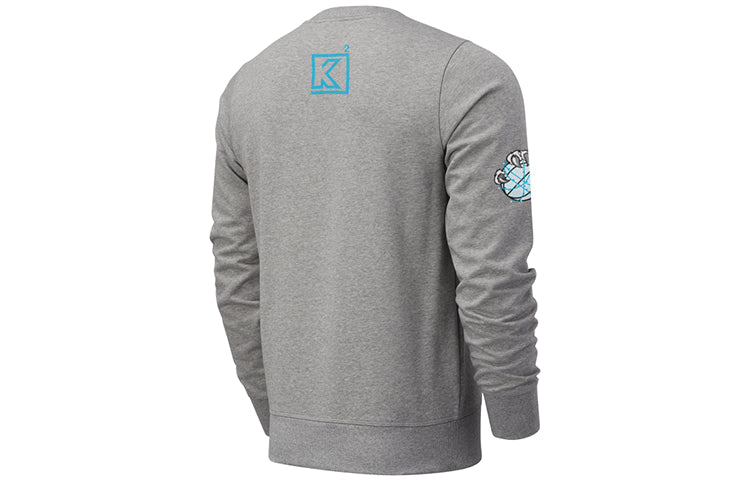 New Balance Round Neck Solid Color Funny Pattern Long Sleeves Gray MT03619-AG