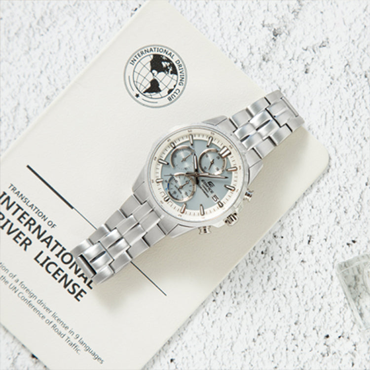 CASIO Waterproof EDIFICE Sapphire Crystal Solar Powered Stainless Steel Strap Mens White Analog EFB-610SBD-7AVUPR