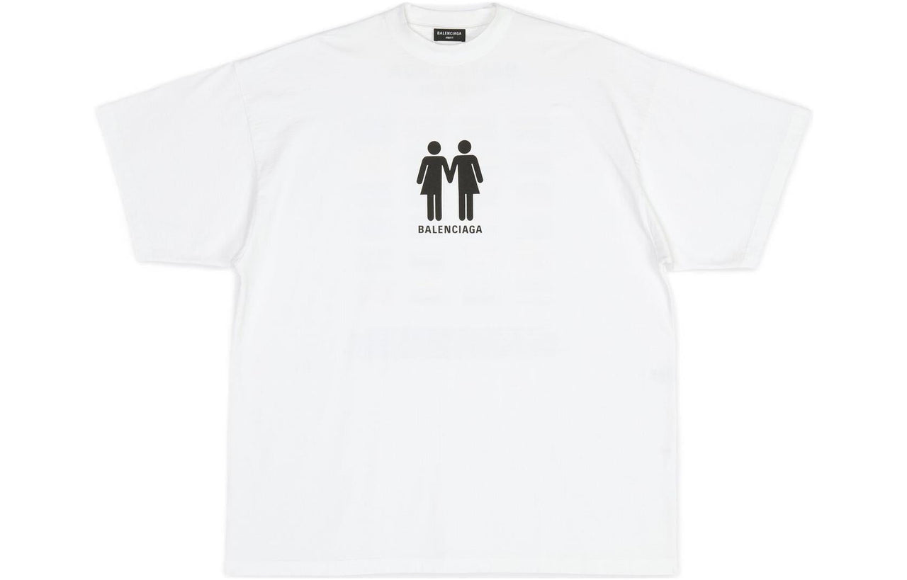 Balenciaga Pride 22 Oversized Cotton T-Shirt 'White Black' 694576TMVO20904