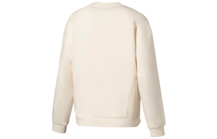 Li-Ning Gym Series Logo Printing Sports Round Neck Pullover Hoodie White AWDS020-6