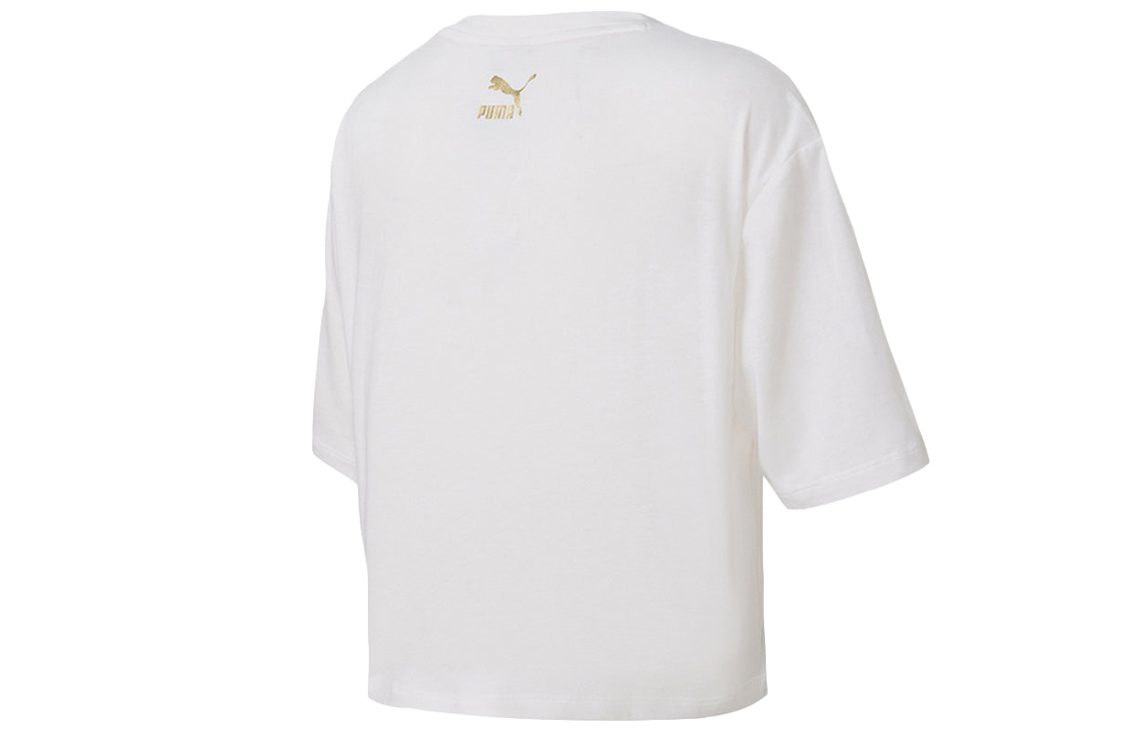 (WMNS) PUMA Rainbow Logo Print Loose T-Shirt 'White' 599998-62
