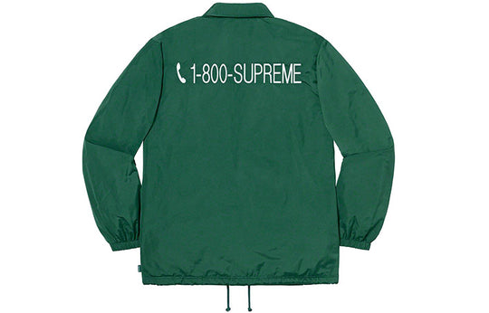 Supreme FW19 Week 6 1-800 Coaches Jacket Back Logo Coach Unisex Green SUP-FW19-616