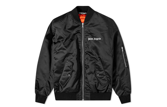 Men's PALM ANGELS Alphabet Contrasting Colors Zipper Casual Jacket Black PMEH002E20FAB0011001