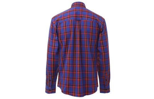 Men's Burberry Plaid Long Sleeves Shirt Blue Red Plaid 80031411