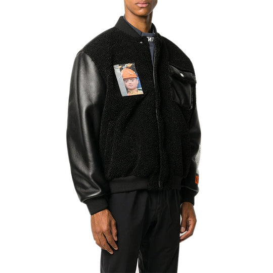Men's HERON PRESTON Chest Splicing Jacket Black HMEA050F20AB001