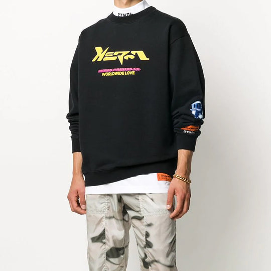 Men's HERON PRESTON Alphabet Printing Pullover Black HMBA014F20JER0031016
