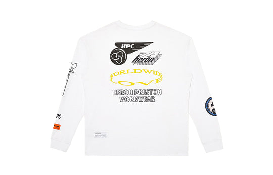 Men's HERON PRESTON Logo Pattern Printing Long Sleeves Pullover White HMAB015F20JER0020110