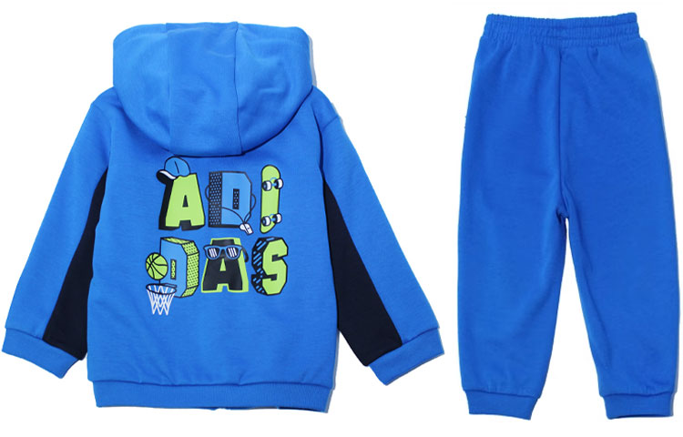 (TD) adidas N Street Full-Zip Hooded Set 'Blue Green' IQ0989